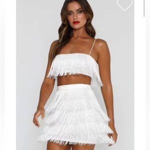 Meshki White Fringe Two Piece